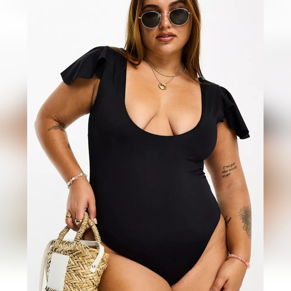 Asos Curve Flutter Sleeve One piece